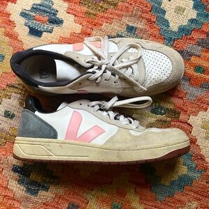 Veja Pink and White Retro Sneakers - Madewell Edition